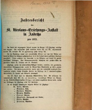 Jahres-Bericht. 1872
