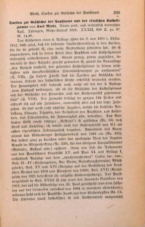 309-311 [Rezension] Mirbt, Carl, Quellen zur Geschichte des Papsttums und des römischen Katholizismus