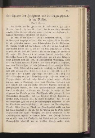 Die Sprache des Heiligtums und die Umgangssprache ind er Mission