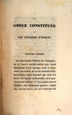 La Grèce constituée et les affaires d'Orient