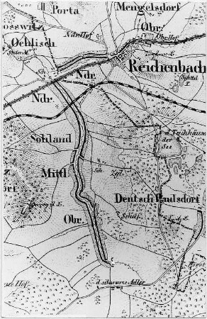 Markersdorf-Deutsch-Paulsdorf. Topographische Karte vom Preußischen Staate, Bl. 265 Reichenbach, aufgen. 1815, grav. 1828