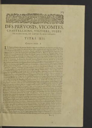 Des preuosts, vicomtes, chastellains ... Titre XII.