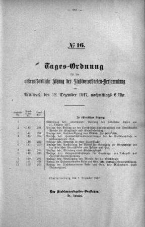 Tages-Ordnung No. 16 (143-153), 12. Dezember 1917