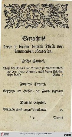 Verzeichnis derer in diesem dritten Theile vorkommenden Materien