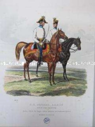 Uniformdarstellung, Stabsoffizier und regiments-Adjutant des Ungarischen Linien-Infanterie-Regiments, Österreich, 1840. Tafel aus: Trentsensky: K.K. Oesterreichische Armée nach der neuen Adjustirung.