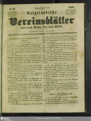 Voigtländische Vereinsblätter : aus dem Volke für das Volk