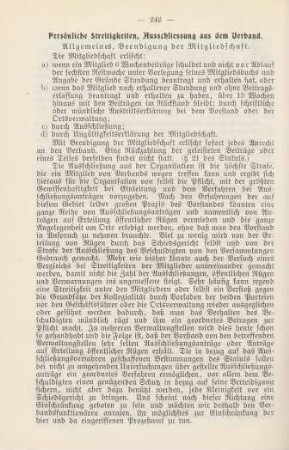 Persönliche Streitigkeiten, Ausschliessung aud dem Verband.