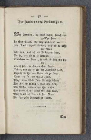 Der sonderbare Bräutigam.