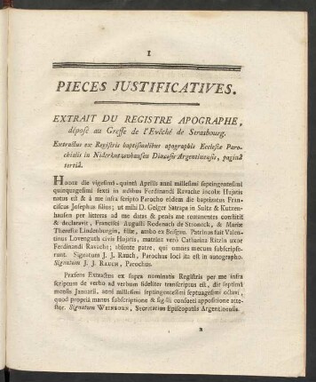 Pieces Justificatives