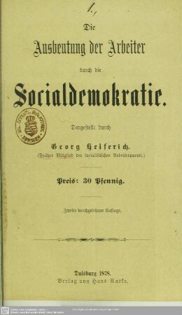 Die Ausbeutung der Arbeiter durch die Socialdemokratie