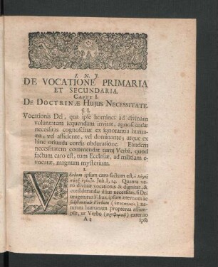Caput I. De Doctrinae Huius Necessitate.