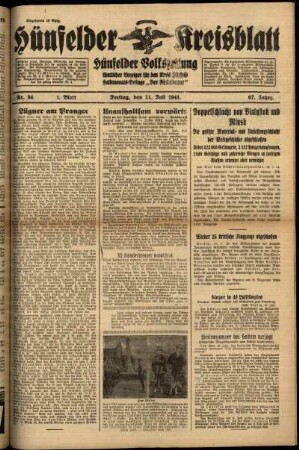 Erste Ausgabe vom Freitag, den 11. Juli 1941.