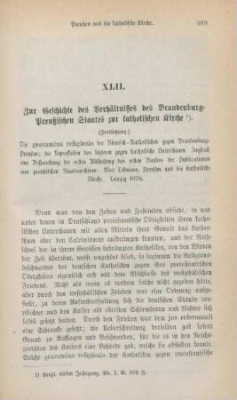 589-628 Zur Geschichte des Verhältnisses des Brandenburg-Preußischen Staates zur katholischen Kirche : Fortsetzung