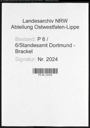 Sterberegister Standesamt Dortmund-Brackel (VI)
