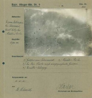Foto eigener Stellungen bei Surcenord und feindlicher Stellungen bei Haute-Roche (Luftbild)