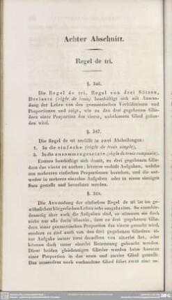 Achter Abschnitt. Regel de tri