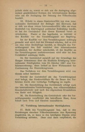 IV. Verhütung internationaler Streitigkeiten