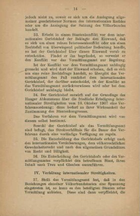 IV. Verhütung internationaler Streitigkeiten