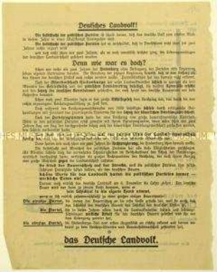 Aufruf des Deutschen Landvolks zur Reichstagswahl am 6. November 1932
