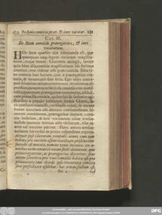 Cap. III. De Binis comitiis praerogativae, & iure vocatarum.