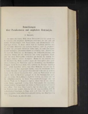 Bemerkungen über Pseudosäuren und amphotere Elektrolyte.