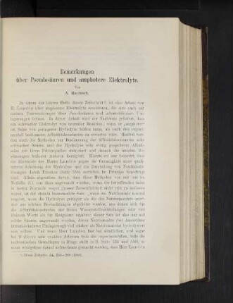 Bemerkungen über Pseudosäuren und amphotere Elektrolyte.