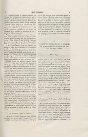 V. Frammento membranaceo di Statuto del secolo XIII, rilegato nel codice num. 3762 della Biblioteca vaticana