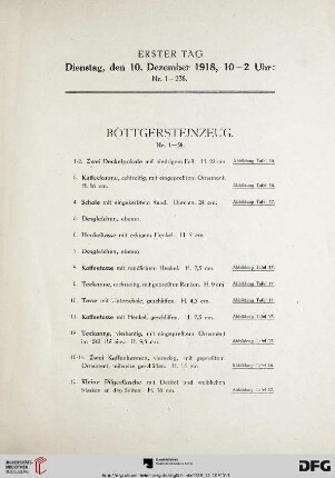 Böttgersteinzeug (Nr. 1-58)