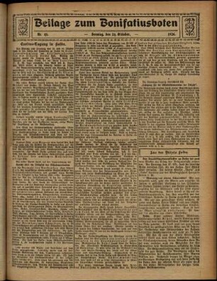 Zweite Ausgabe vom Sonntag, den 24. Oktober 1926.