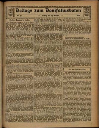 Zweite Ausgabe vom Sonntag, den 24. Oktober 1926.