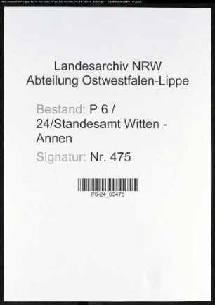 Heiratsregister Standesamt Witten-Annen