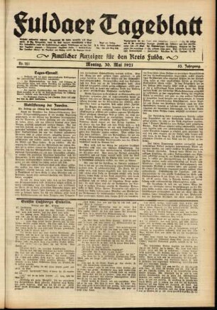 Ausgabe vom Montag, den 30. Mai 1921.