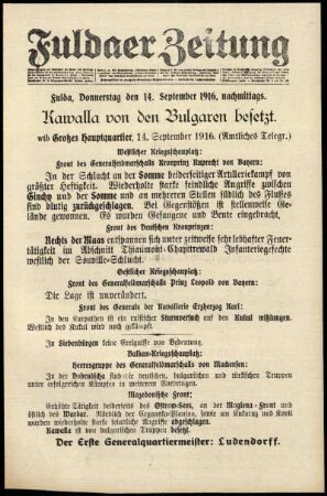 Ausgabe vom Donnerstag, den 14. September 1916.