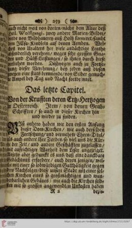 Das letzte Capitel: Von der Krufften der Ertz-Hertzogen