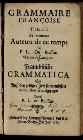 Grammaire Françoise Tirée des meilleurs Auteurs de ce temps