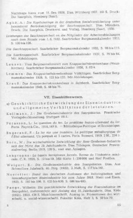 VII. Eisenhüttenwesen