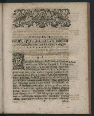 Sectio I. De Iis, Quae Ad Bellum Imperii Declarandum, Instruendumque Pertinent