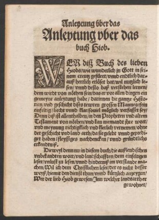 Anleytung uber das buch Hiob.