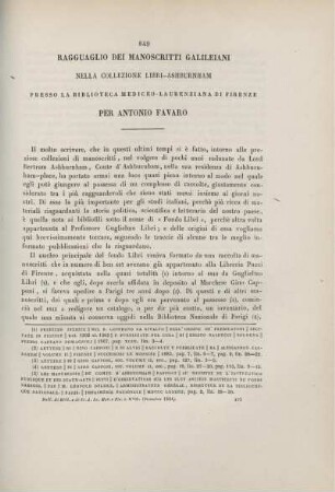 Ragguaglio dei Manoscritti Galileiani nella Collezione Libri-Ashburnham presso la Biblioteca Mediceo-Lanrenziana di Firenze.