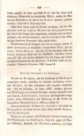 2. Römische Denkmäler bei Rückingen.