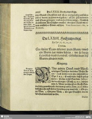 Die LXXIII. Hochzeitpredigt. Ex Syr.37.v.24.25