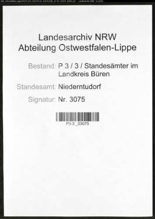 Sterberegister Standesamt Niederntudorf