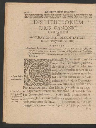 Institutionum Iuris Canonici Liber Quartus.