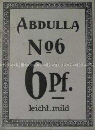 Werbeaufsteller / -schild für "Abdulla N° 6"-Zigaretten