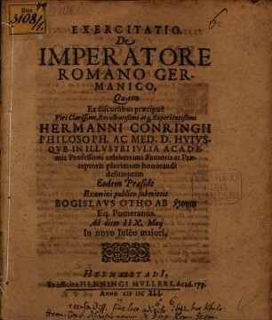 Exercitatio. De Imperatore Romano Germanico