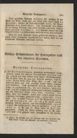 Nöthige Erläuterungen der Conjugation nach den einzelnen Sprachen.