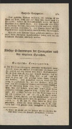 Nöthige Erläuterungen der Conjugation nach den einzelnen Sprachen.
