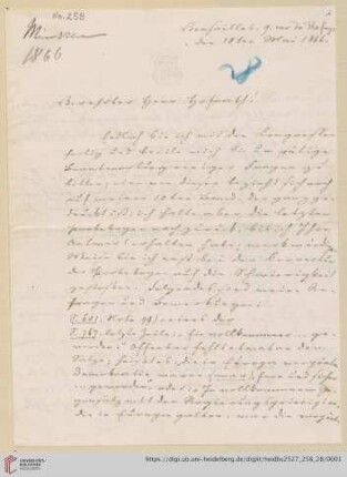 Brief von Johann Friedrich Minssen an Georg Gottfried Gervinus
