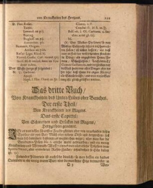 Das Dritte Buch, Von Kranckheiten des Unter-Leibes oder Bauches