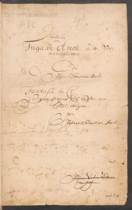 Fuge (aus Fantasie und Fuge a-Moll) und Fantasie (aus Fantasie und Fuge c-Moll), BWV 904/2 und 562/1